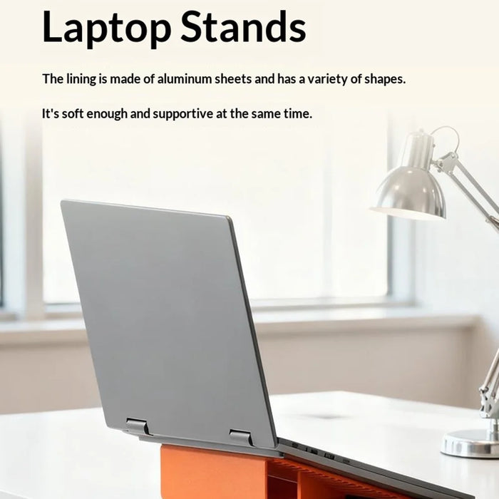 Flexible Silicone Desktop Stand Universal Phone Tablet Foldable Lazy Bracket 2-in-1 Desktop Hanging Mount - Orange - 3