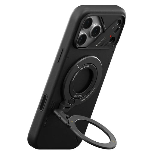 AULUMU G09 Magnetic Ring Stand 360° Rotating Finger Loop Dual-Axis Design Phone Holder Grip - Black - 2