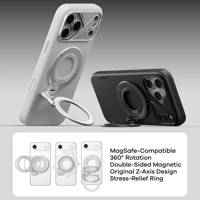 AULUMU G09 Magnetic Ring Stand 360° Rotating Finger Loop Dual-Axis Design Phone Holder Grip - Black - 5