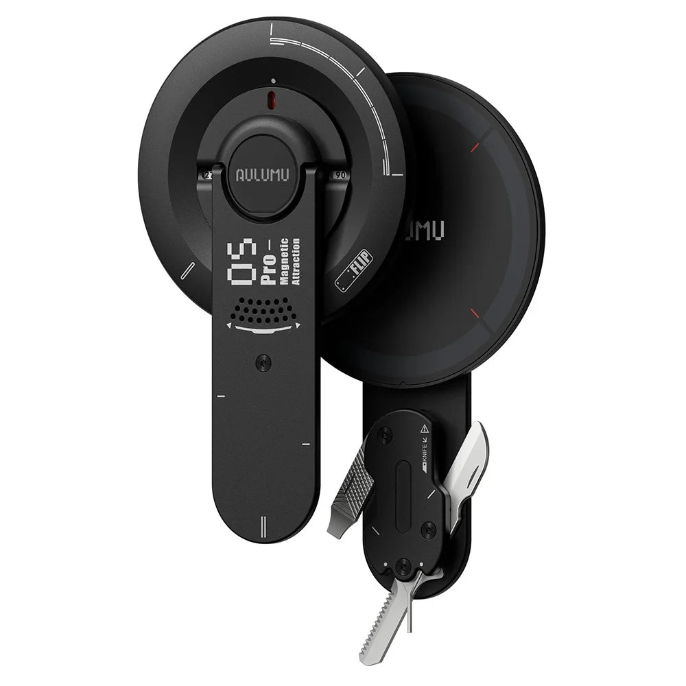 AULUMU G05 Pro 8-in-1 Magnetic Phone Stand Multi-Tool Kit Aluminum Alloy 360° Rotation Phone Grip - Black - 1
