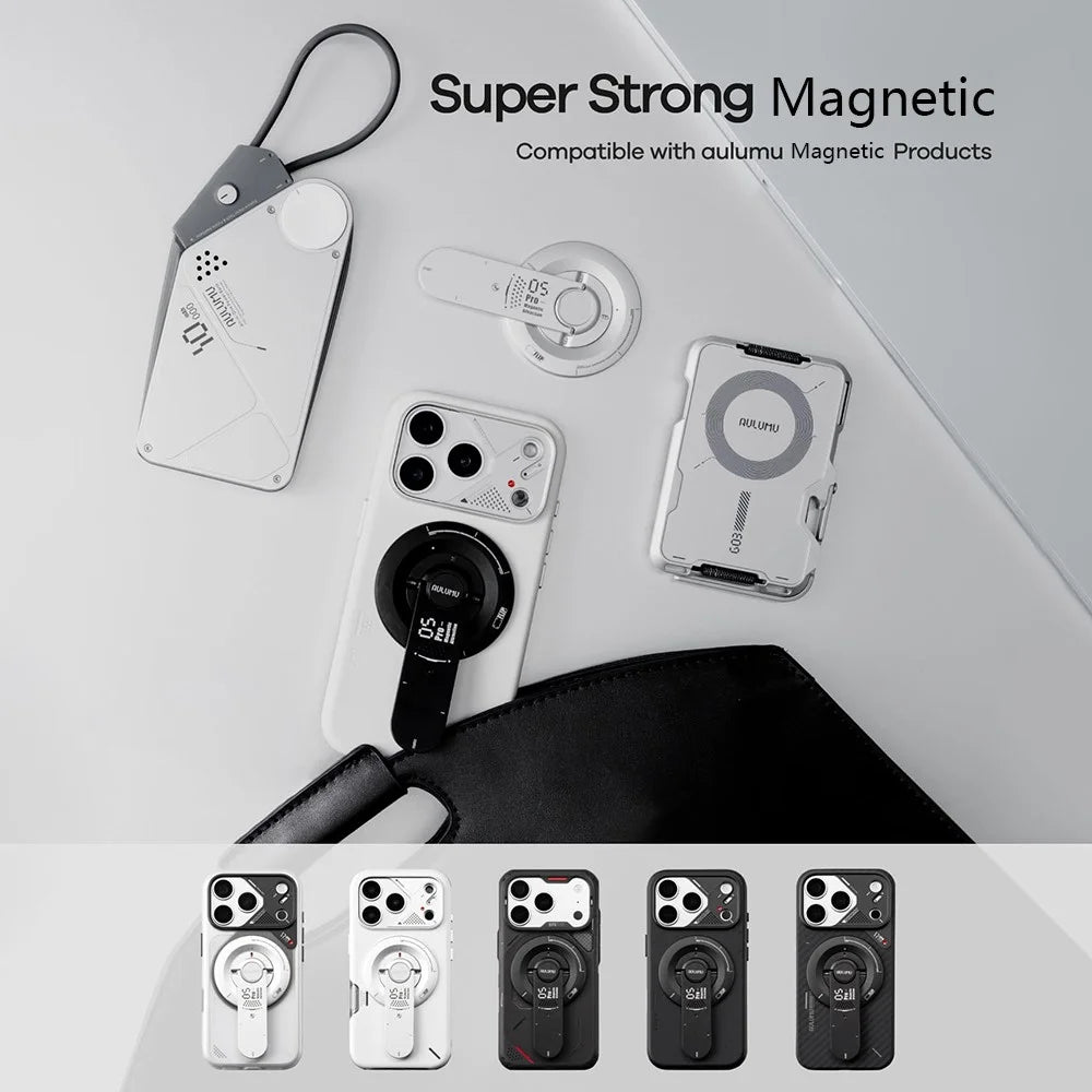 AULUMU G05 Pro 8-in-1 Magnetic Phone Stand Multi-Tool Kit Aluminum Alloy 360° Rotation Phone Grip - Black - 6