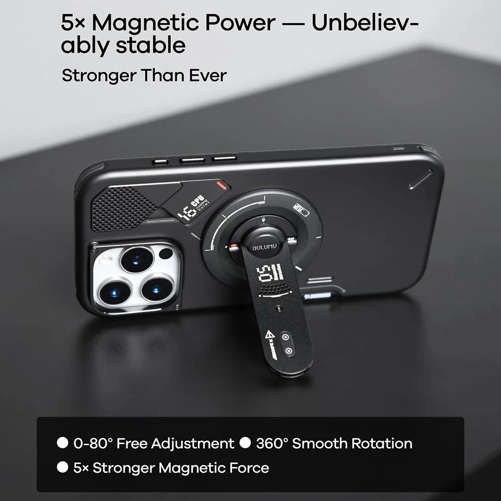 AULUMU G05 5-in-1 Magnetic Phone Stand Multi-Tool 360° Rotation Box Cutter Protractor Stress Relief Toy - Black - 4