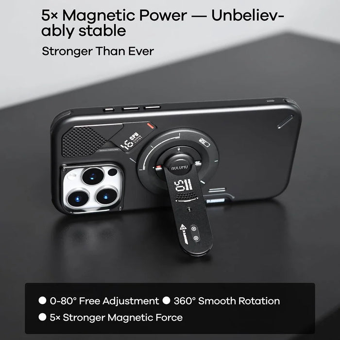 AULUMU G05 5-in-1 Magnetic Phone Stand Multi-Tool 360° Rotation Box Cutter Protractor Stress Relief Toy - Black - 4