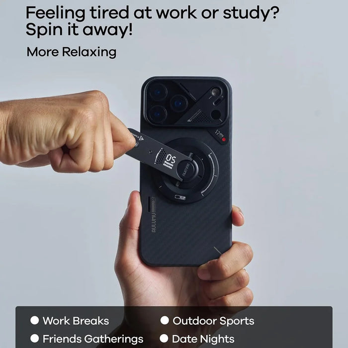 AULUMU G05 5-in-1 Magnetic Phone Stand Multi-Tool 360° Rotation Box Cutter Protractor Stress Relief Toy - Black - 5