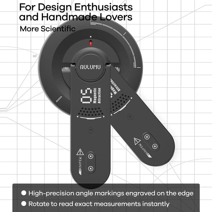 AULUMU G05 5-in-1 Magnetic Phone Stand Multi-Tool 360° Rotation Box Cutter Protractor Stress Relief Toy - Black - 6