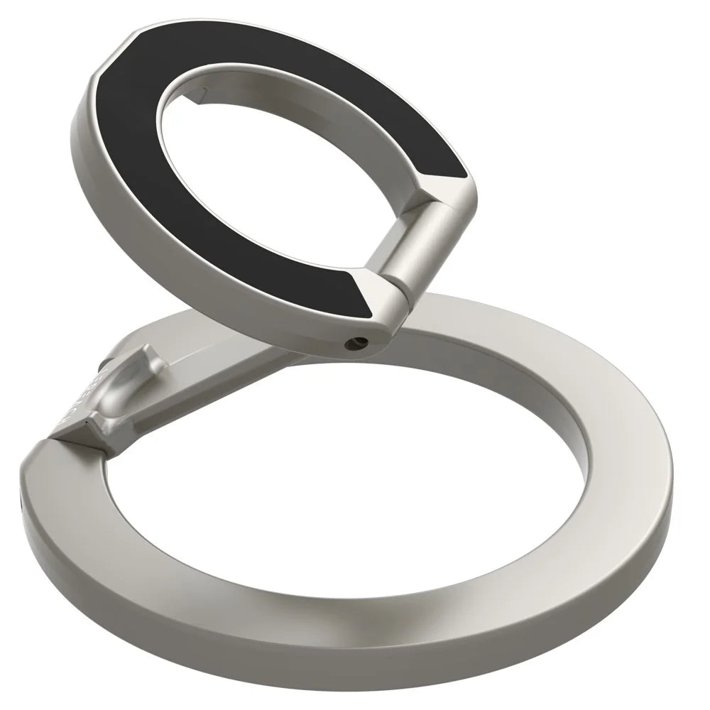 LEREACH LRFP-02 Magnetic Phone Ring Stand Dual Ring Rotating Phone Holder Grip - Silver - 1
