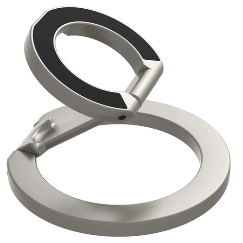 LEREACH LRFP-02 Magnetic Phone Ring Stand Dual Ring Rotating Phone Holder Grip - Silver - 1