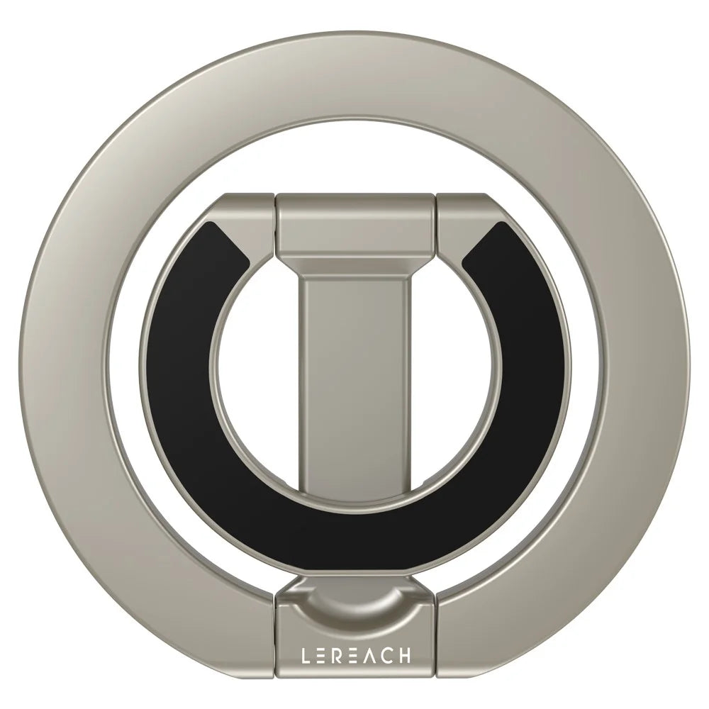 LEREACH LRFP-02 Magnetic Phone Ring Stand Dual Ring Rotating Phone Holder Grip - Silver - 2