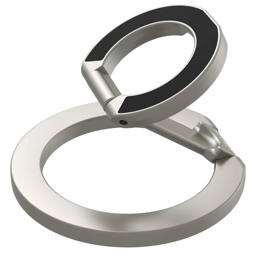LEREACH LRFP-02 Magnetic Phone Ring Stand Dual Ring Rotating Phone Holder Grip - Silver - 4
