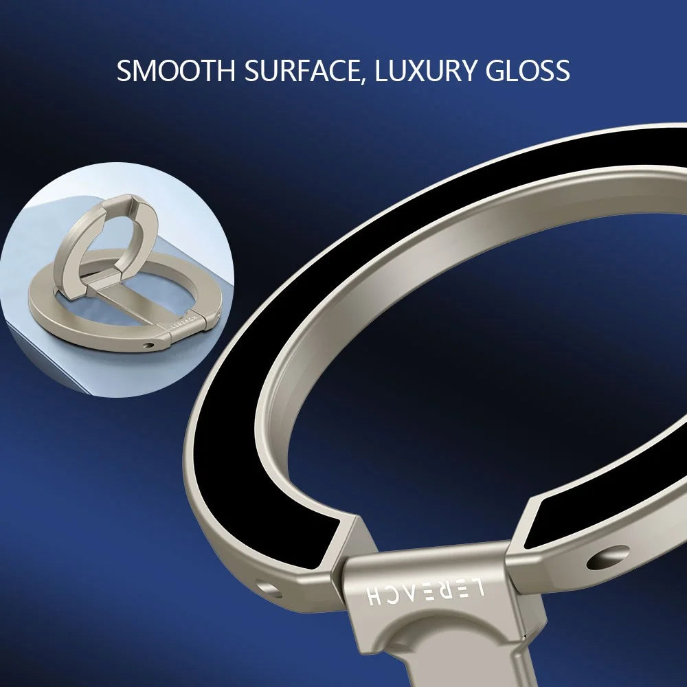 LEREACH LRFP-02 Magnetic Phone Ring Stand Dual Ring Rotating Phone Holder Grip - Silver - 6