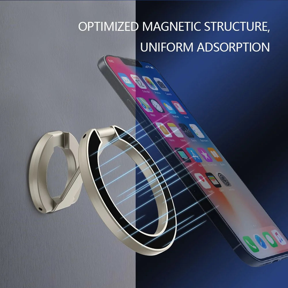 LEREACH LRFP-02 Magnetic Phone Ring Stand Dual Ring Rotating Phone Holder Grip - Silver - 7