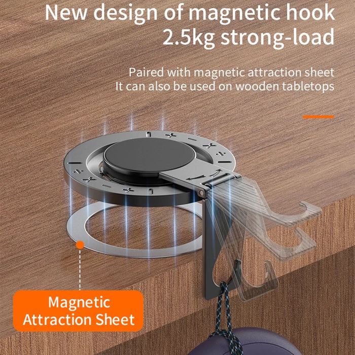 Multi-functional Magnetic Phone Stand Hook 360° Rotation Foldable Phone Ring Holder Buckle for iPhone Android - Black - 4