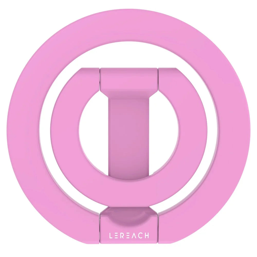LEREACH LRFP-08 Dual Ring Magnetic Phone Stand 360° Rotation Zinc Alloy Ring Holder - Pink - 2