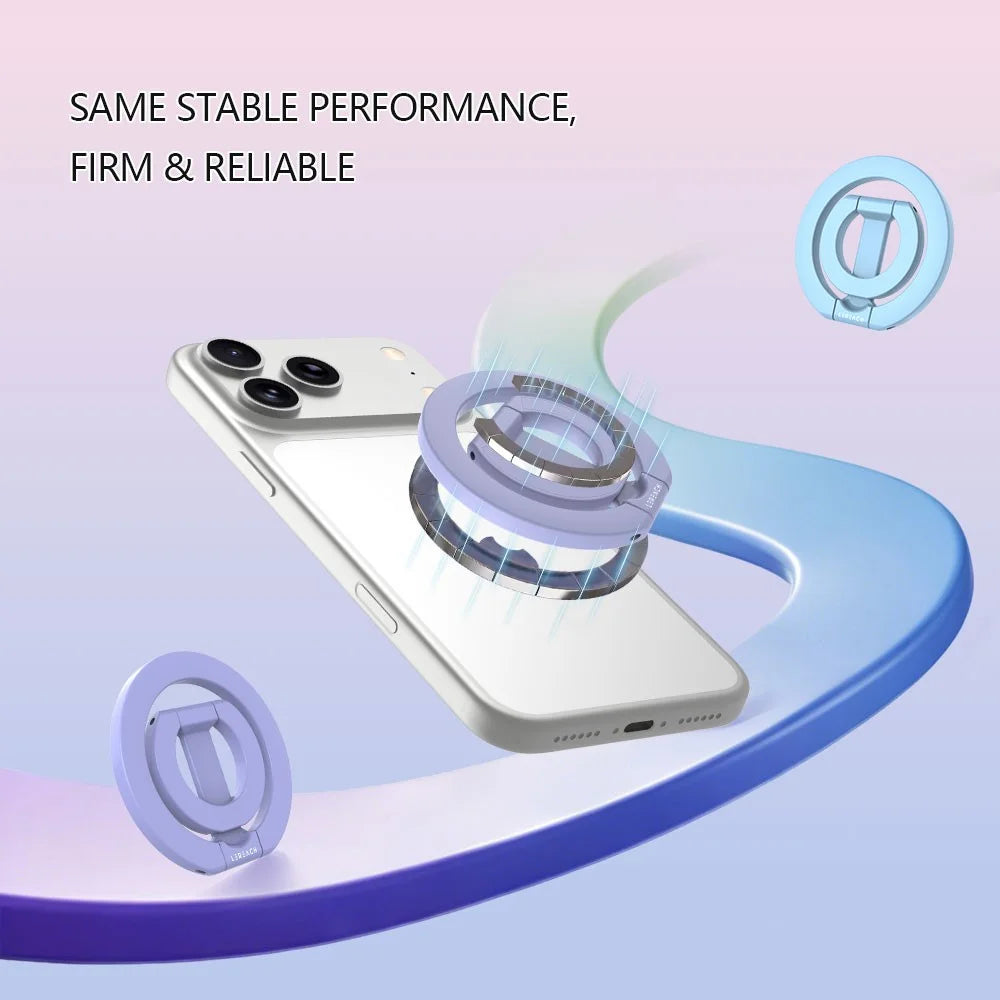 LEREACH LRFP-08 Dual Ring Magnetic Phone Stand 360° Rotation Zinc Alloy Ring Holder - Pink - 4