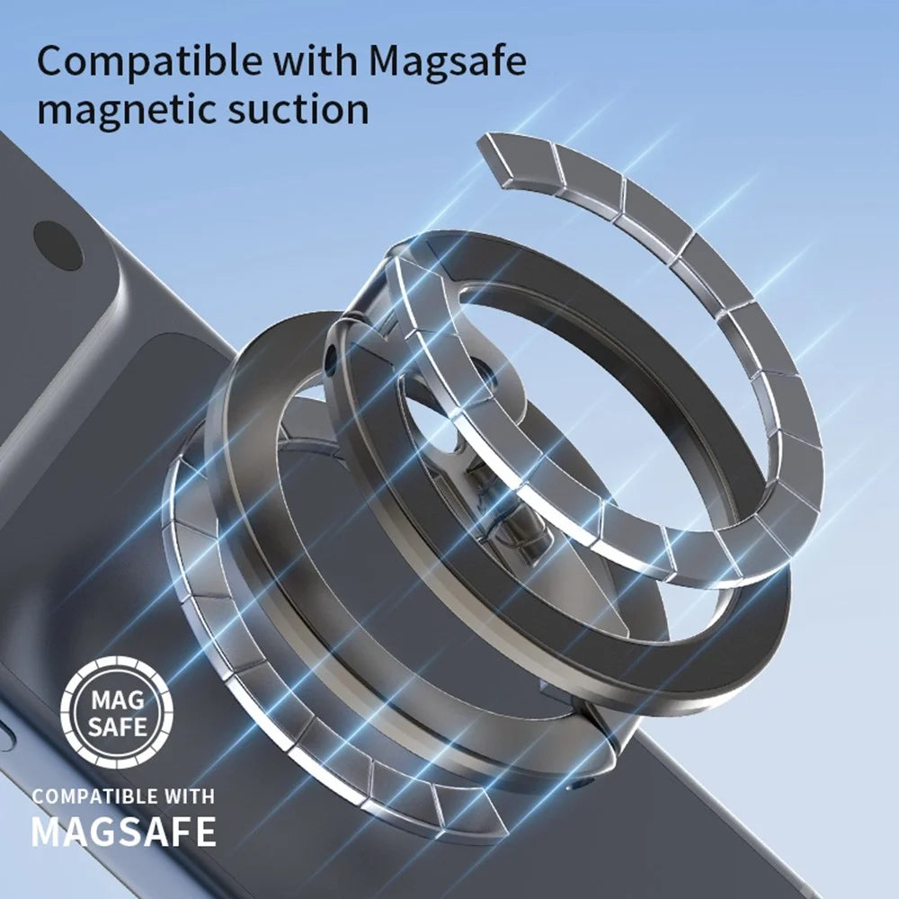 Multi-functional Magnetic Phone Stand Compatible with MagSafe 360 Degree Rotation Foldable Phone Holder with 1 / 4 Screw Hole - Black - 5