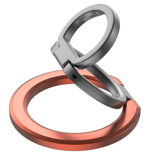 LEREACH LRFP-04 Magnetic Phone Ring Stand Triple Ring Rotation Phone Holder Grip - Orange - 1