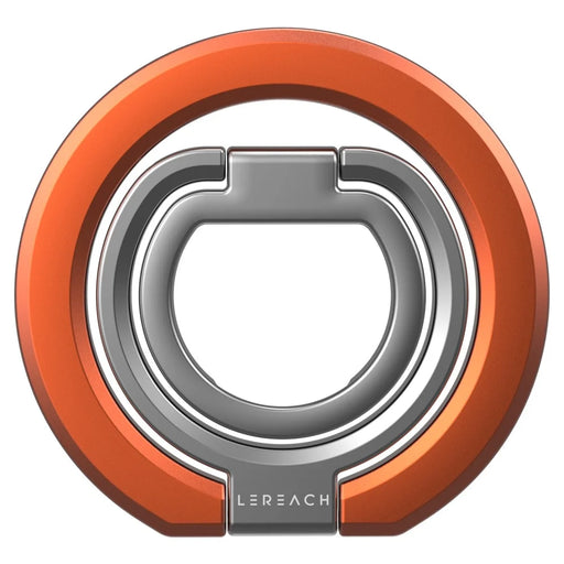 LEREACH LRFP-04 Magnetic Phone Ring Stand Triple Ring Rotation Phone Holder Grip - Orange - 2