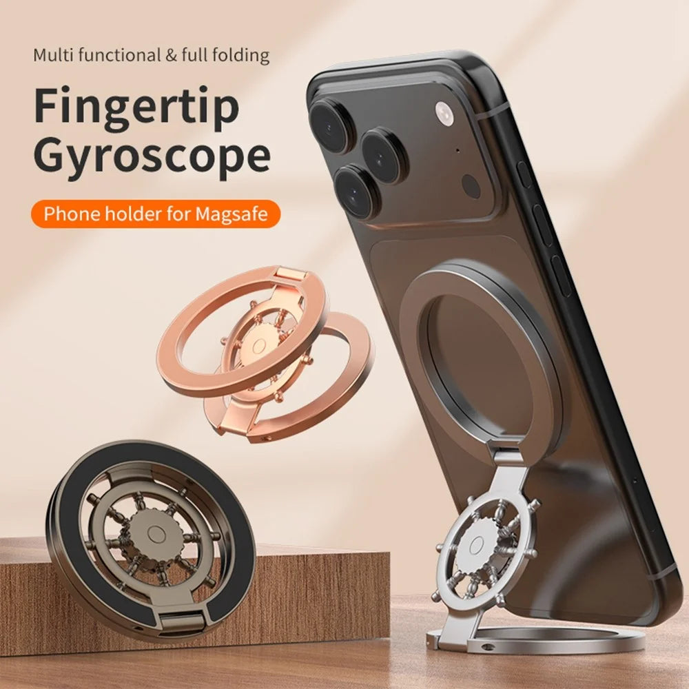 Magnetic Ring Holder Rotating Phone Stand Zinc Alloy Desktop Support Compatible with MagSafe - Tarnish - 4