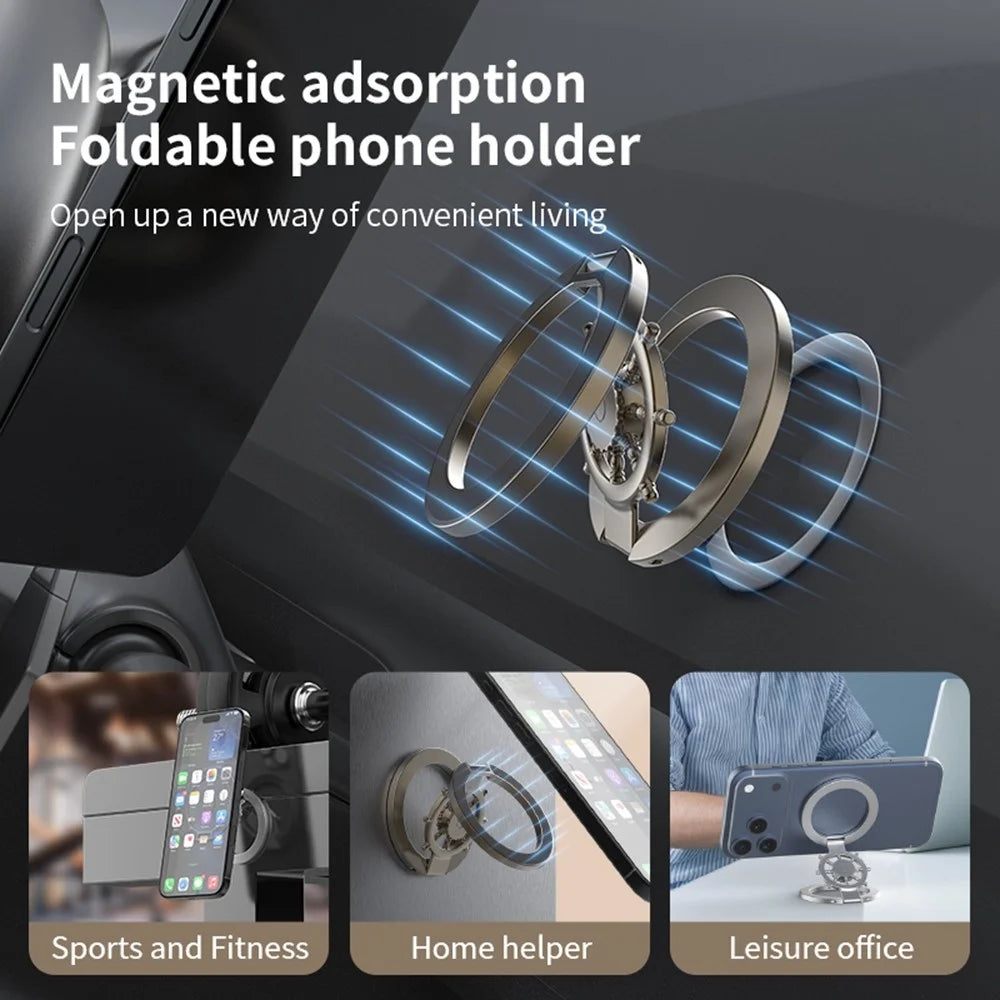 Magnetic Ring Holder Rotating Phone Stand Zinc Alloy Desktop Support Compatible with MagSafe - Tarnish - 6