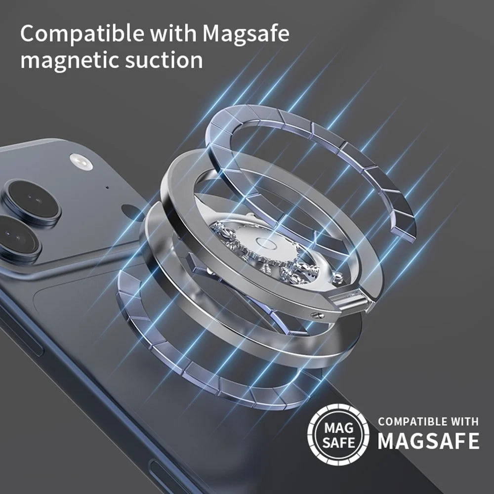 Magnetic Ring Holder Rotating Phone Stand Zinc Alloy Desktop Support Compatible with MagSafe - Tarnish - 7