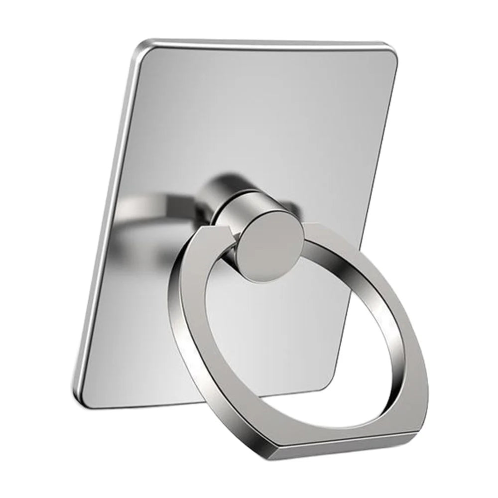 Multifunctional Ring Holder Stand for Phone Desktop Adhesive Metal Finger Grip Kickstand - Silver - 1