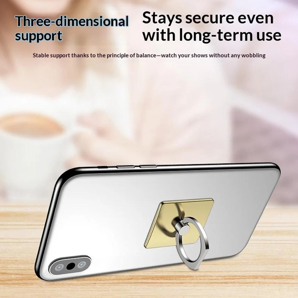 Multifunctional Ring Holder Stand for Phone Desktop Adhesive Metal Finger Grip Kickstand - Silver - 2