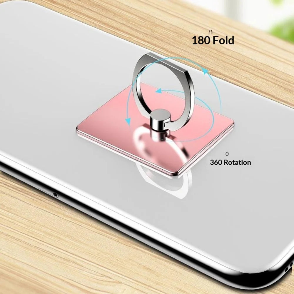Multifunctional Ring Holder Stand for Phone Desktop Adhesive Metal Finger Grip Kickstand - Silver - 3