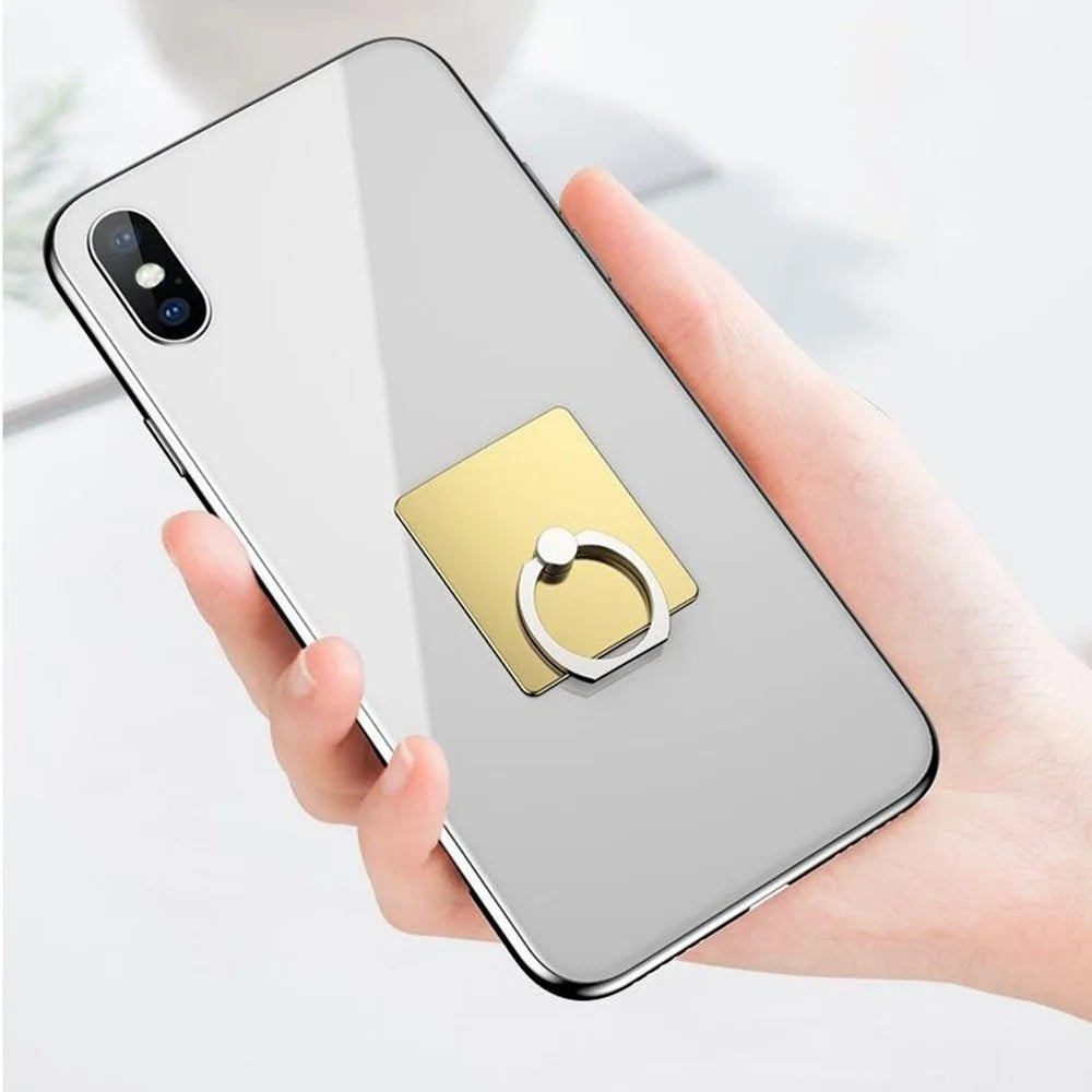 Multifunctional Ring Holder Stand for Phone Desktop Adhesive Metal Finger Grip Kickstand - Silver - 4