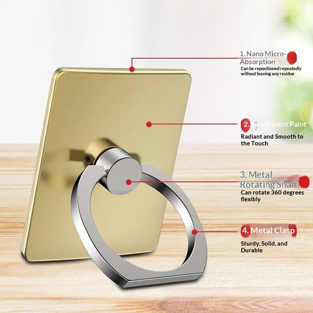 Multifunctional Ring Holder Stand for Phone Desktop Adhesive Metal Finger Grip Kickstand - Silver - 5