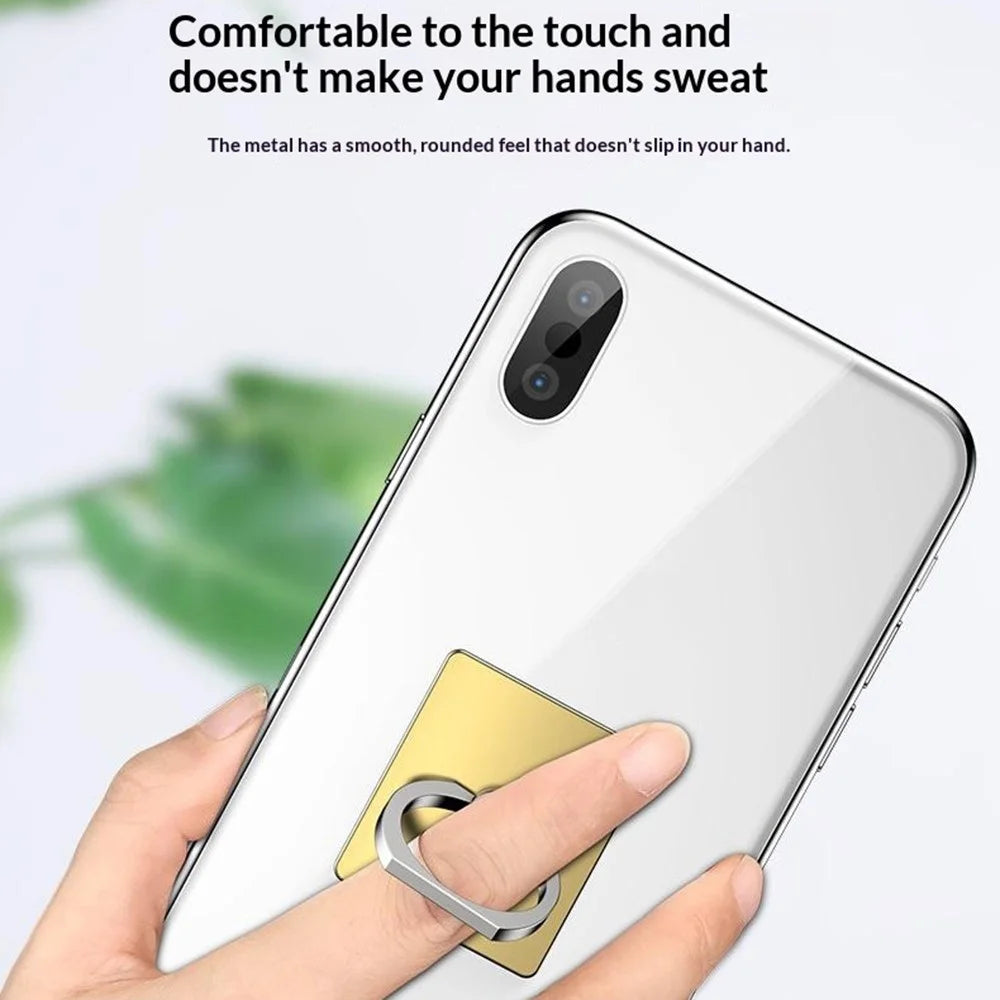Multifunctional Ring Holder Stand for Phone Desktop Adhesive Metal Finger Grip Kickstand - Silver - 6