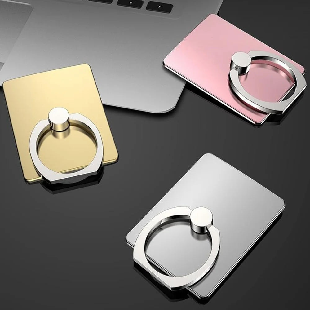 Multifunctional Ring Holder Stand for Phone Desktop Adhesive Metal Finger Grip Kickstand - Silver - 7