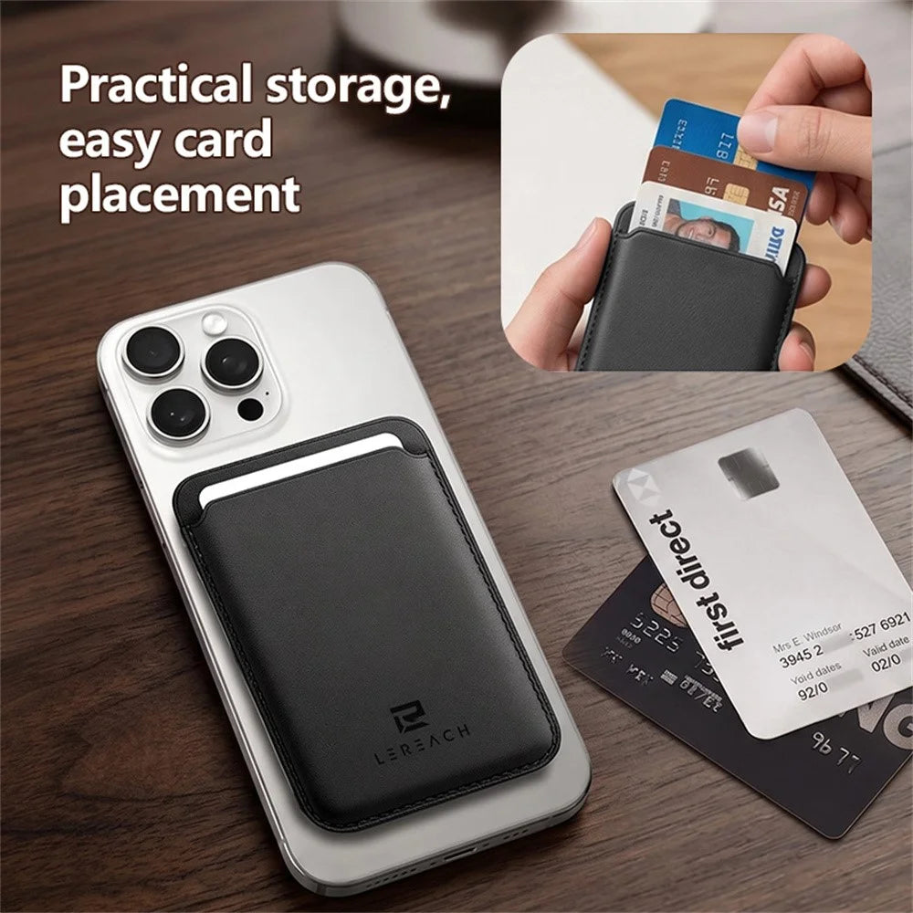 LEREACH LRFP-07 Magnetic Phone Card Holder Stand Secure Phone Wallet - Brown - 6