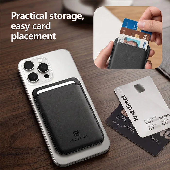 LEREACH LRFP-07 Magnetic Phone Card Holder Stand Secure Phone Wallet - Brown - 6
