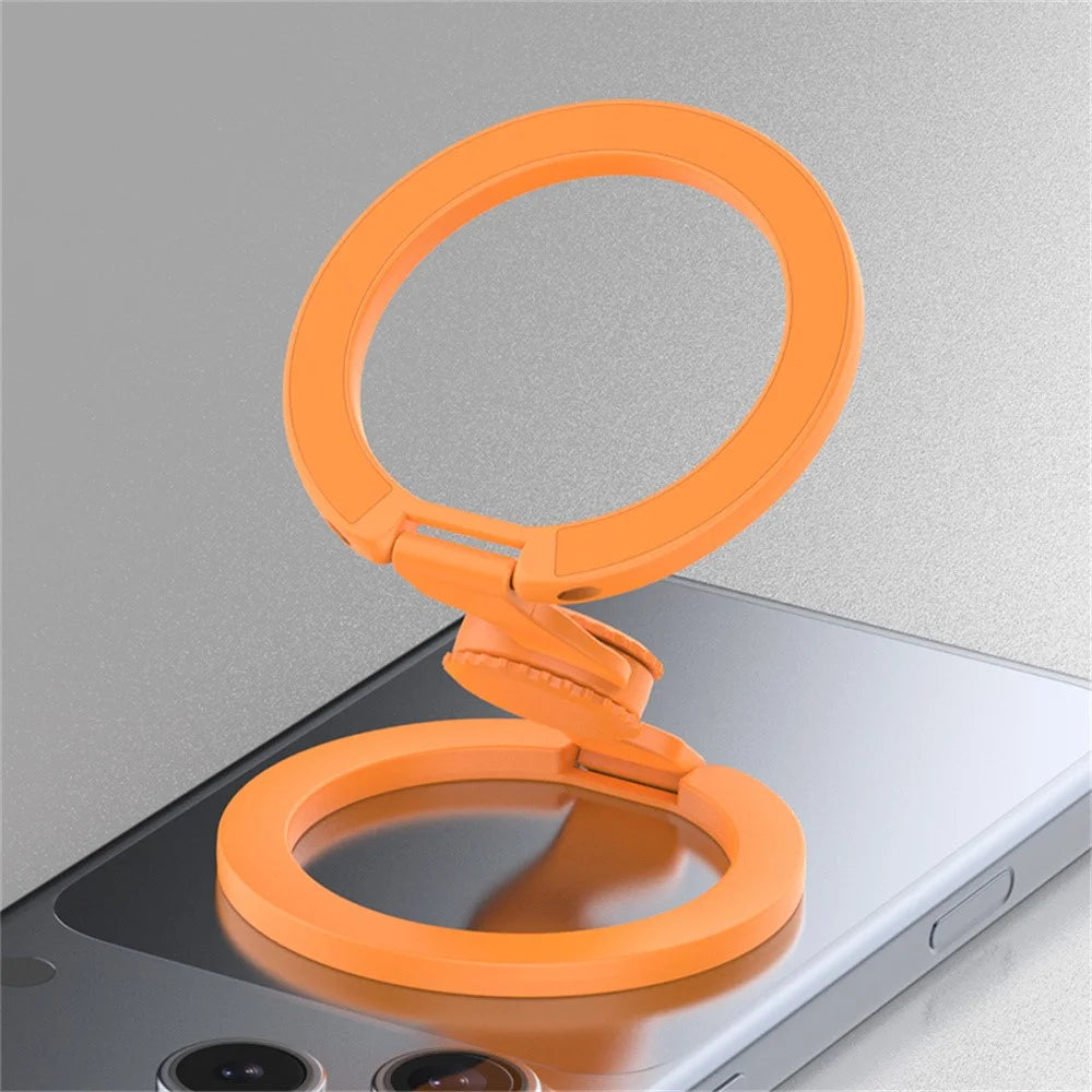 Painted Finish Magnetic Fingertip Gyro Magnetic Holder Phone Ring Kickstand Compatible with MagSafe - Orange - 2