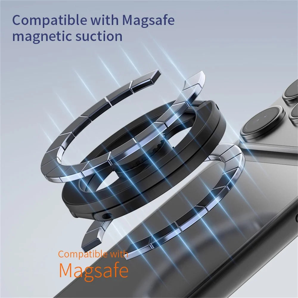Painted Finish Magnetic Fingertip Gyro Magnetic Holder Phone Ring Kickstand Compatible with MagSafe - Orange - 4