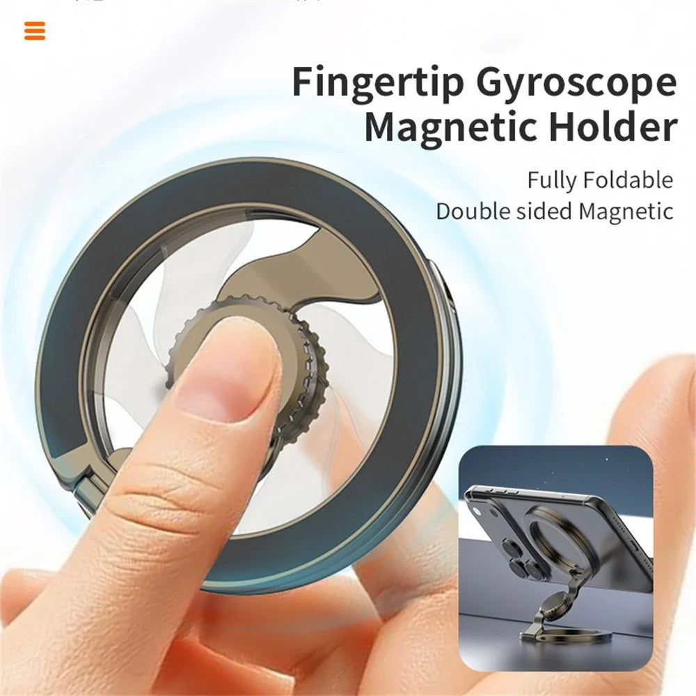 Electroplated Finish Magnetic Fingertip Gyro Magnetic Holder Phone Ring Kickstand Compatible with MagSafe - Tarnish - 3