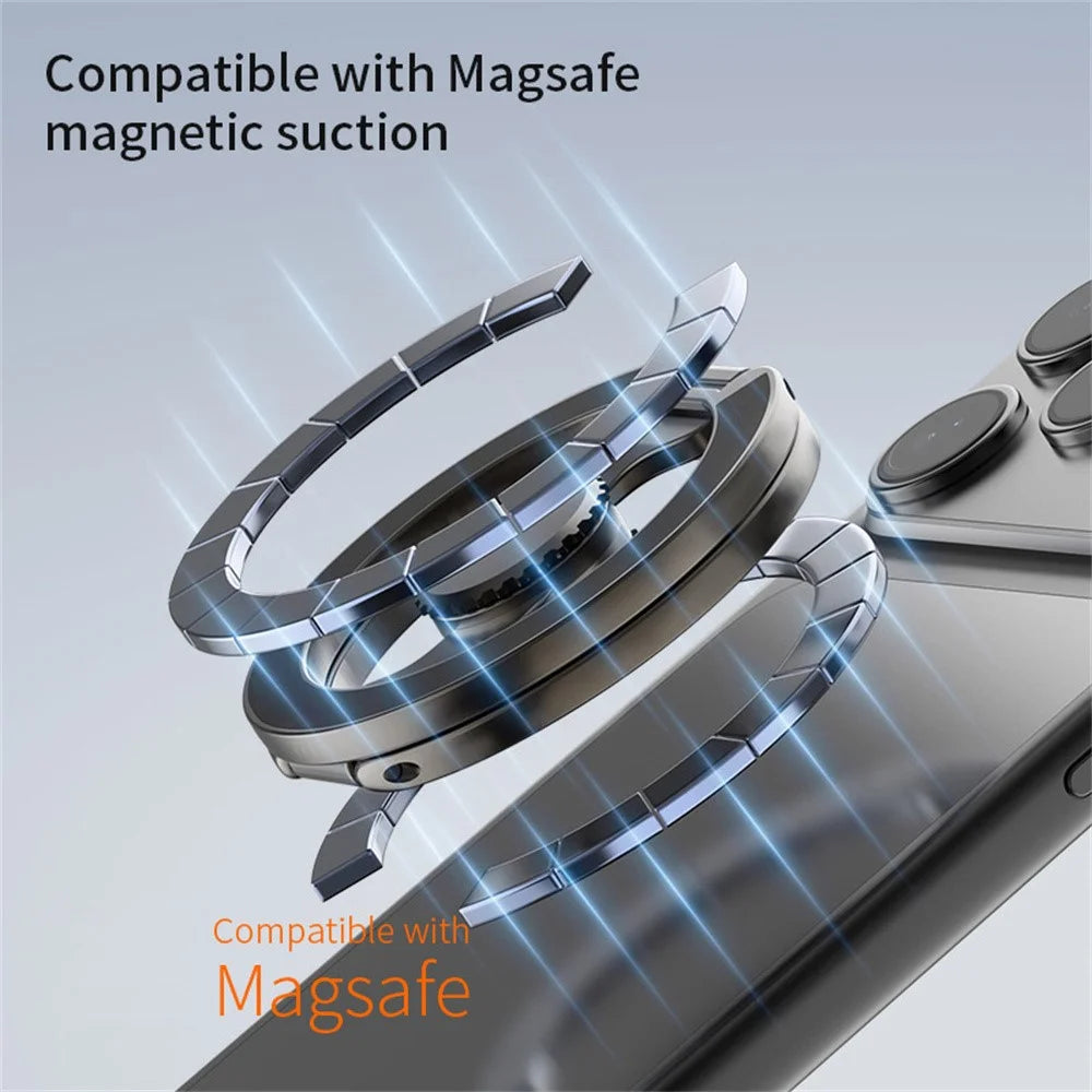 Electroplated Finish Magnetic Fingertip Gyro Magnetic Holder Phone Ring Kickstand Compatible with MagSafe - Tarnish - 4