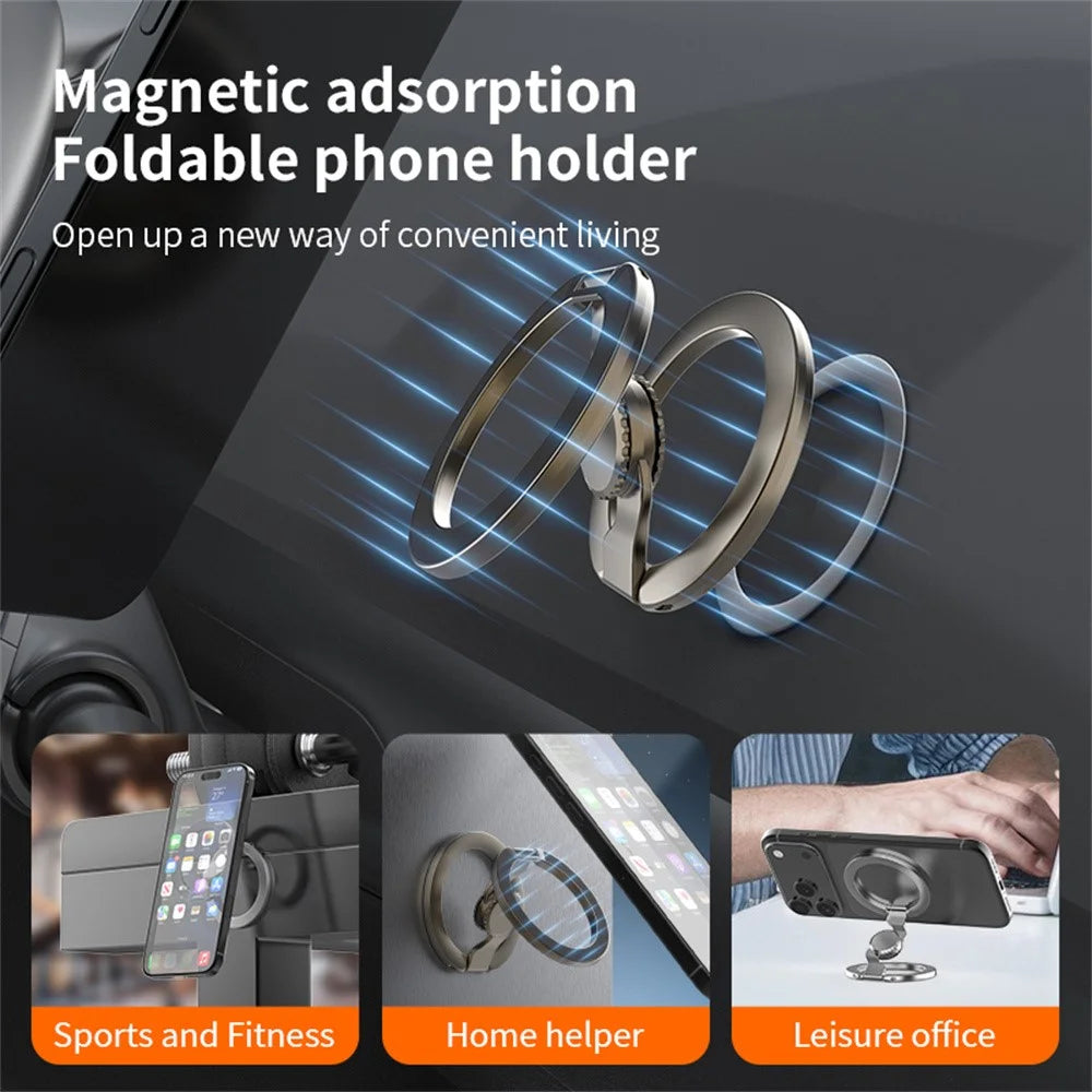 Electroplated Finish Magnetic Fingertip Gyro Magnetic Holder Phone Ring Kickstand Compatible with MagSafe - Tarnish - 7