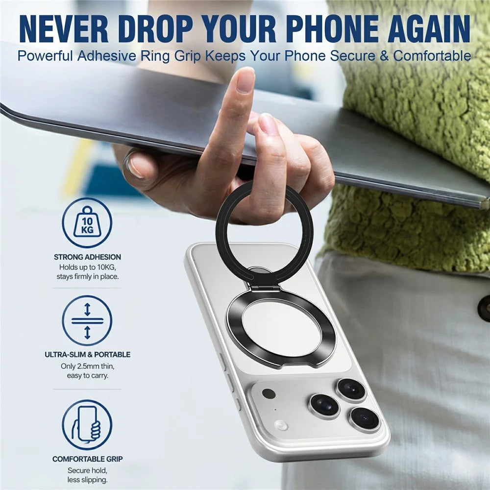 Phone Ring Grip Foldable Adjustable Phone Holder Kickstand with Adhesive - Black - 3