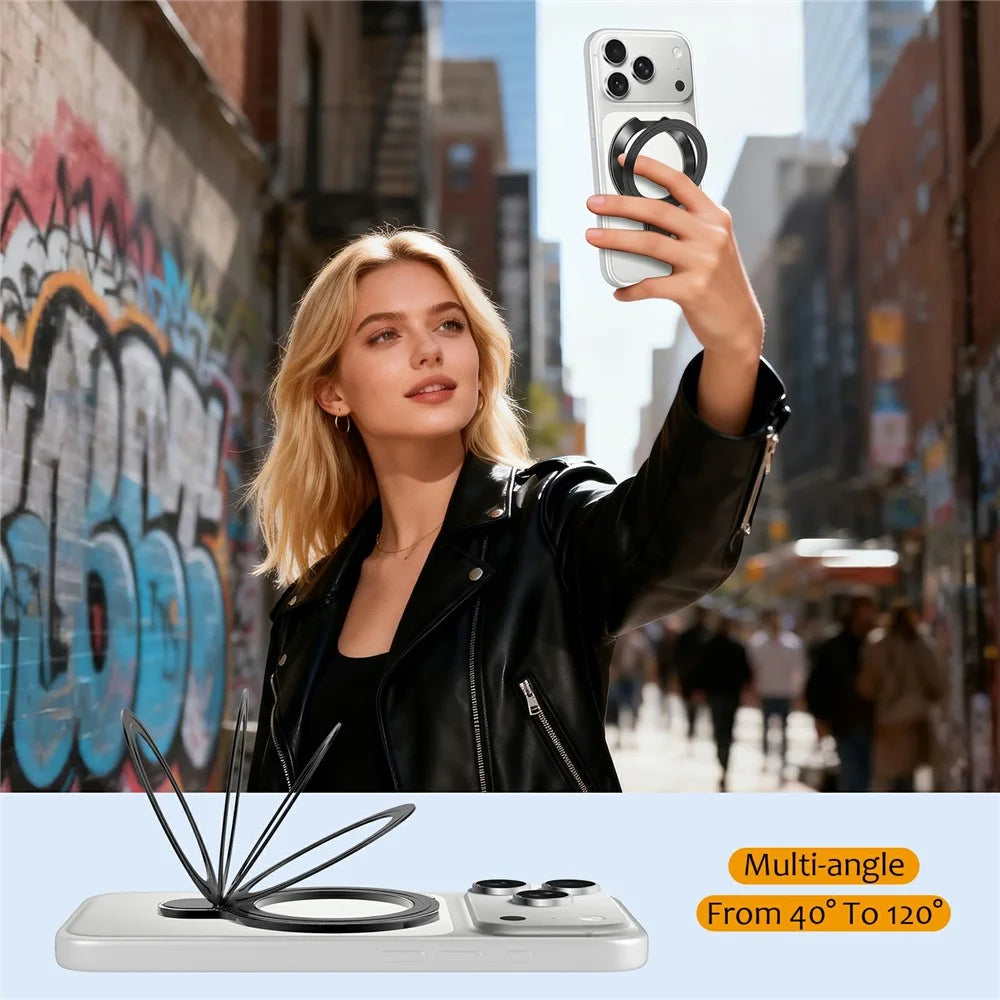 Phone Ring Grip Foldable Adjustable Phone Holder Kickstand with Adhesive - Black - 6