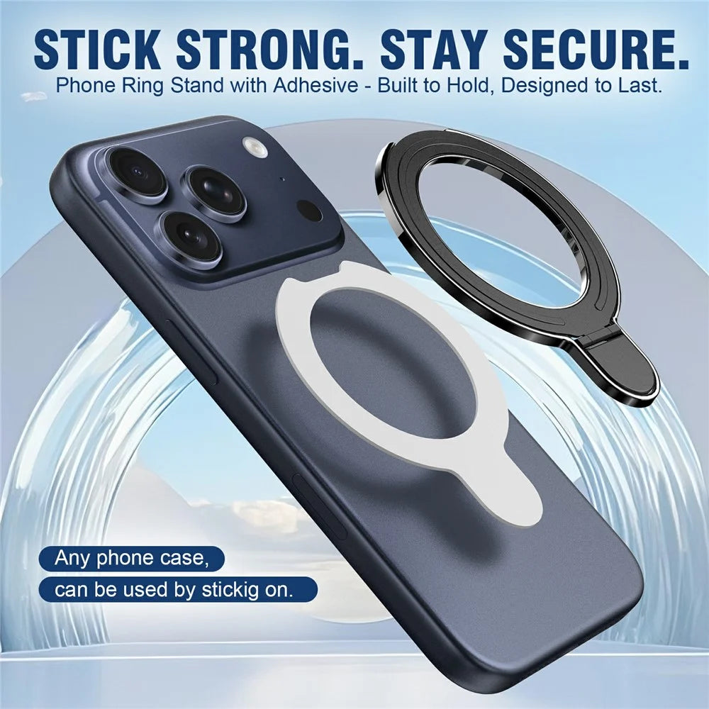 Phone Ring Grip Foldable Adjustable Phone Holder Kickstand with Adhesive - Black - 7