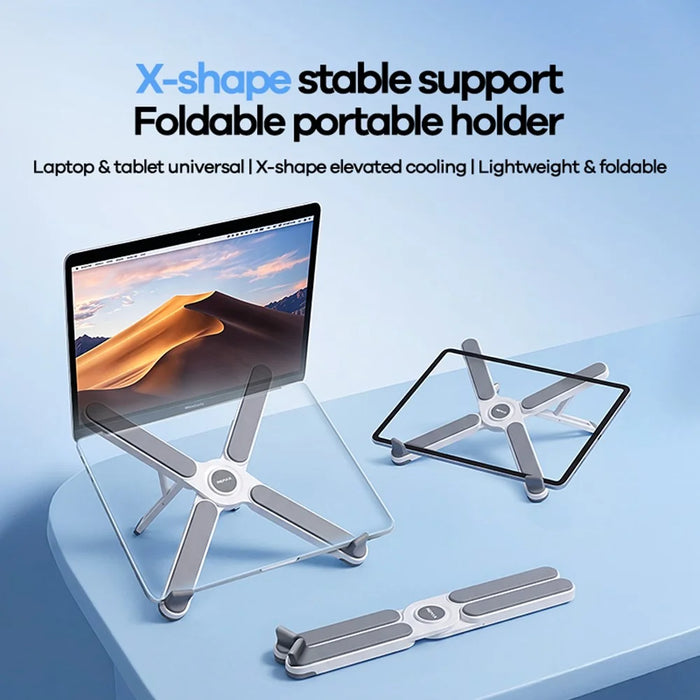 REMAX RM-C39 X-Shaped Laptop Stand for Desk 7-Angle Adjustable Foldable Laptop Riser Holder - White - 2