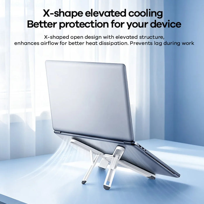 REMAX RM-C39 X-Shaped Laptop Stand for Desk 7-Angle Adjustable Foldable Laptop Riser Holder - White - 3