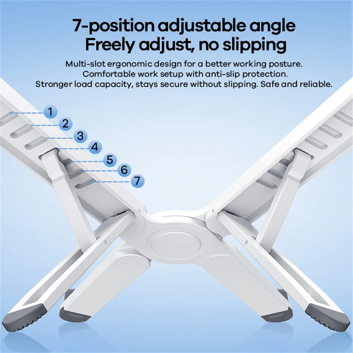 REMAX RM-C39 X-Shaped Laptop Stand for Desk 7-Angle Adjustable Foldable Laptop Riser Holder - White - 4