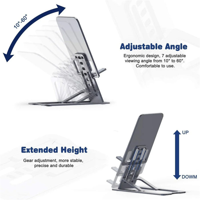 Metal Folding Desktop Phone Holder Portable Multi-Angle Adjustable Stand for Under 12 inches Tablets - Grey - 2