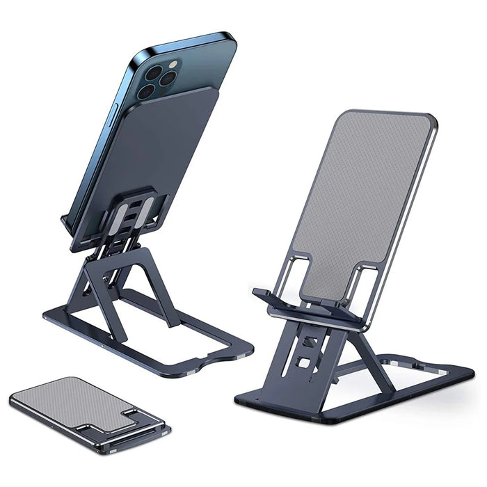 Metal Folding Desktop Phone Holder Portable Multi-Angle Adjustable Stand for Under 12 inches Tablets - Grey - 3