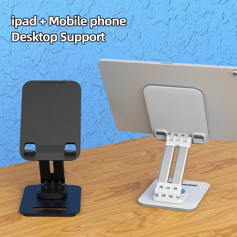 360-Degree Folding Phone Stand Non-Slip Portable Desk Rack Adjustable Phone Holder for iPhone / Samsung / Huawei - Black - 2