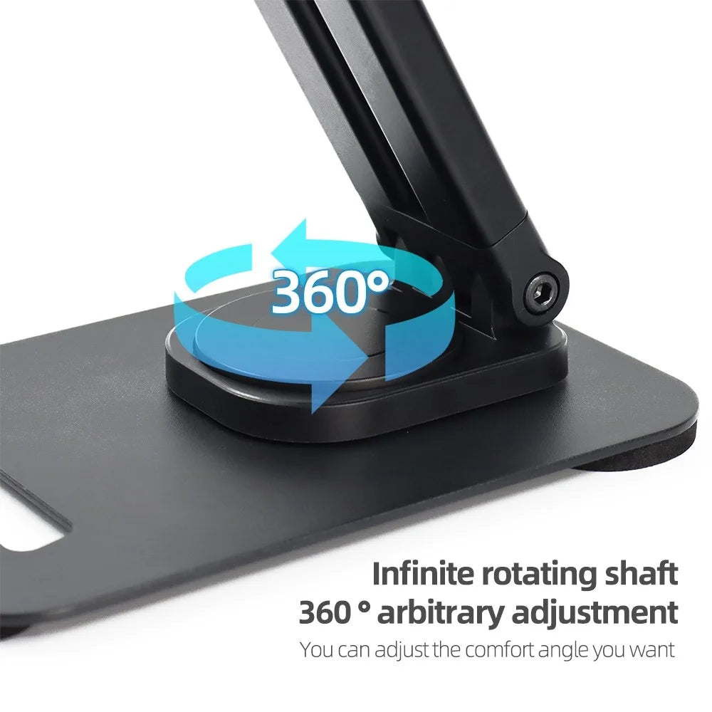 360-Degree Folding Phone Stand Non-Slip Portable Desk Rack Adjustable Phone Holder for iPhone / Samsung / Huawei - Black - 4