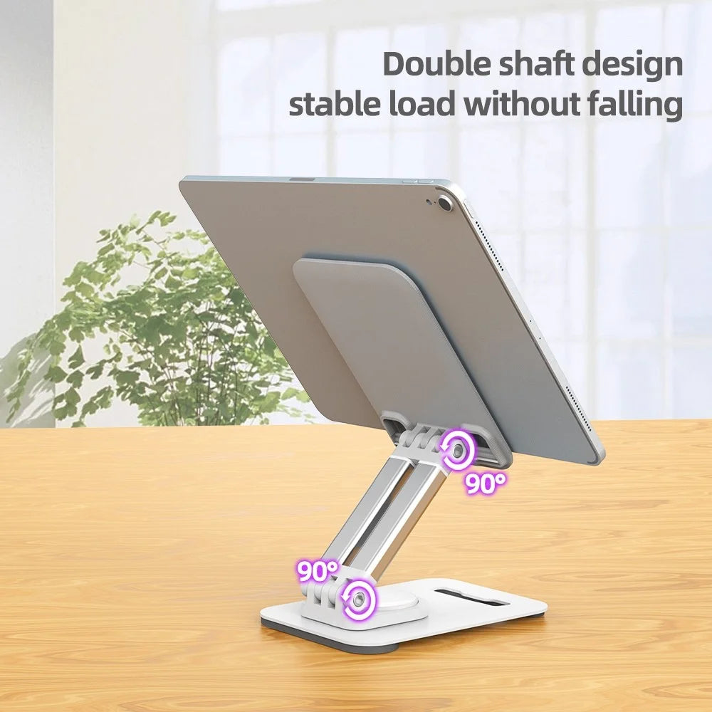 360-Degree Folding Phone Stand Non-Slip Portable Desk Rack Adjustable Phone Holder for iPhone / Samsung / Huawei - Black - 5