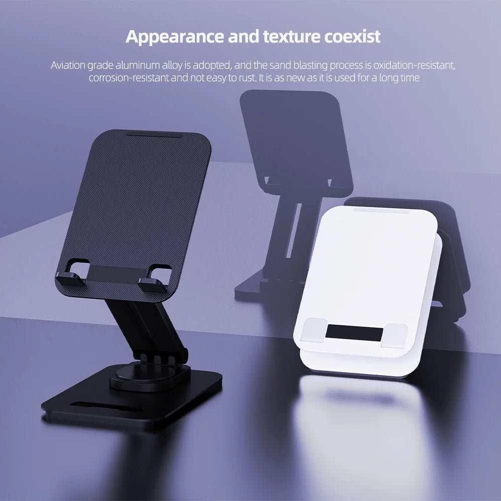 360-Degree Folding Phone Stand Non-Slip Portable Desk Rack Adjustable Phone Holder for iPhone / Samsung / Huawei - Black - 6